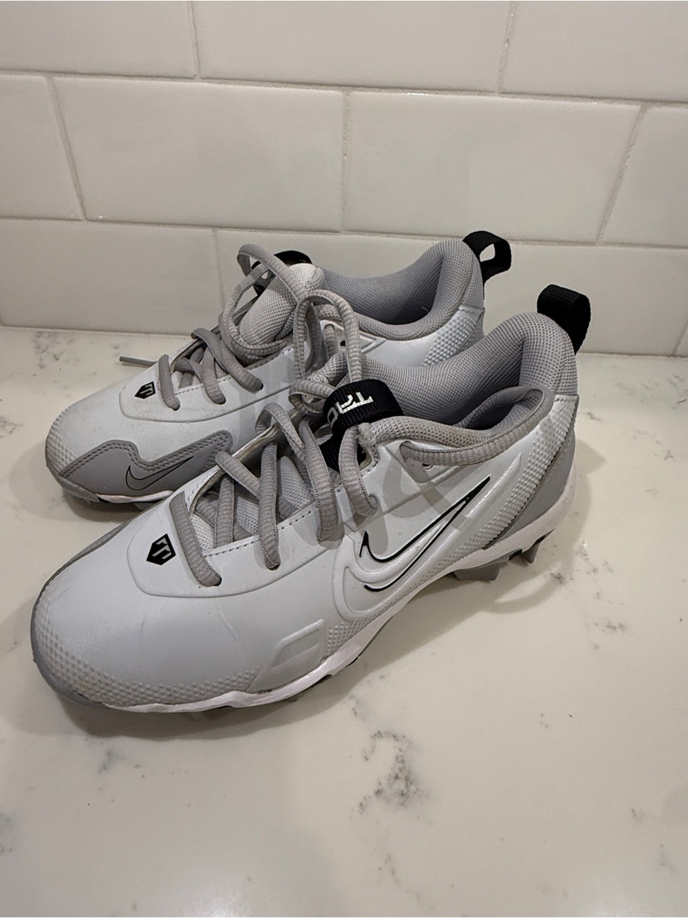 Nike Kids White and Gray Sport Turf Sneakers